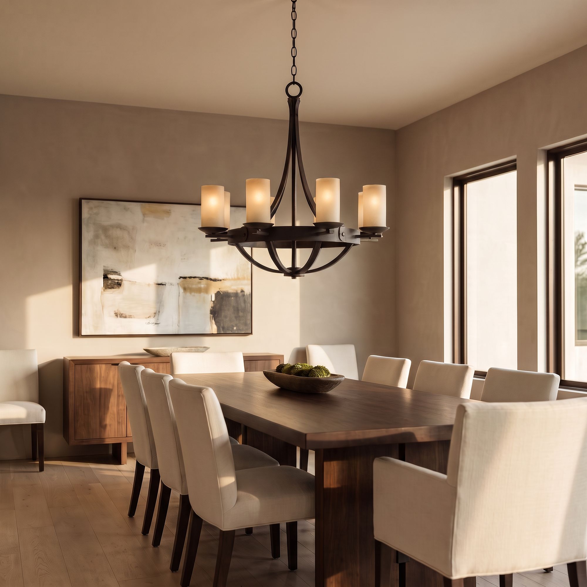 Watch A Video About the Sperry Bronze and Scavo Glass Chandelier