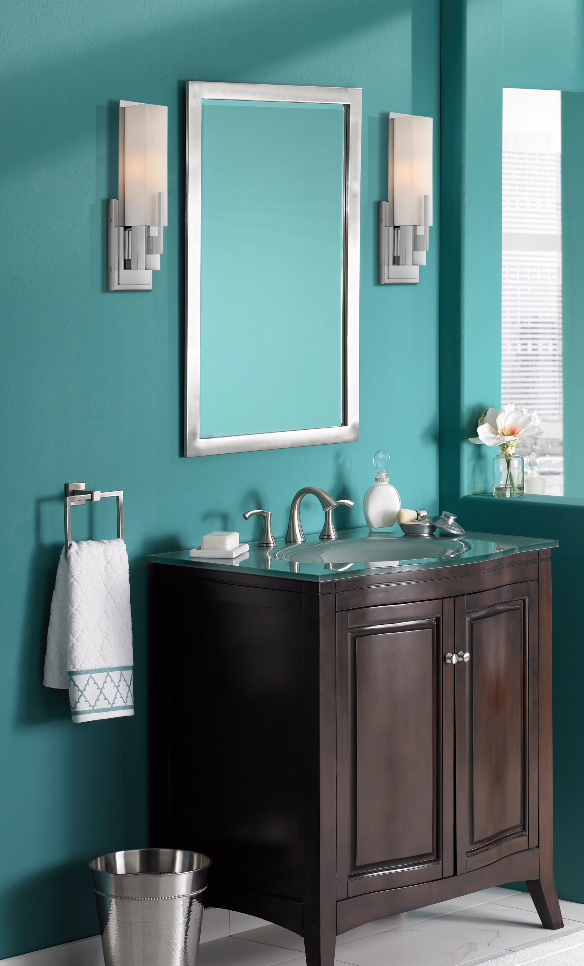 Possini Euro Midtown 15" High White Glass Chrome Wall Sconce in scene