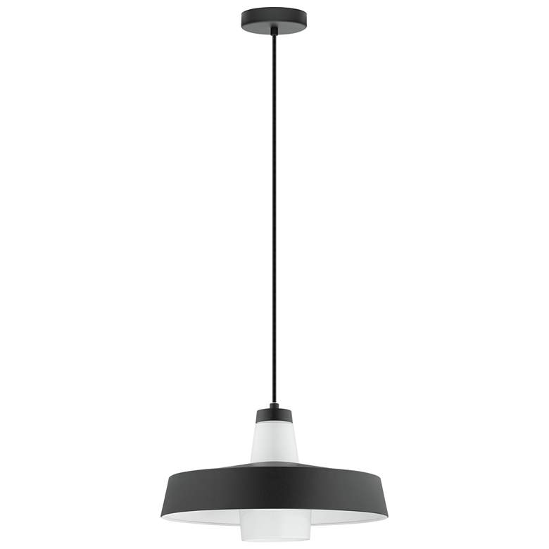 Image 1 Tabanera - 1-Light Pendant - a Black and white - White Glass