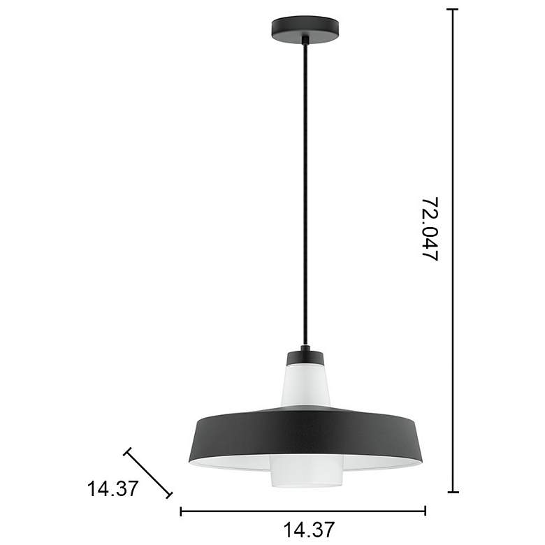 Image 3 Tabanera - 1-Light Pendant - a Black and white - White Glass more views