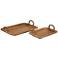 Tabari Mango Wood 2-Piece Trays with Jute Handle Set