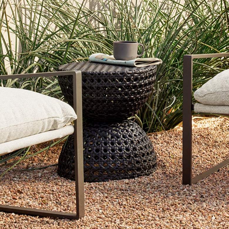 Image 1 Taber 15 1/2" Wide Black Woven Outdoor End Table