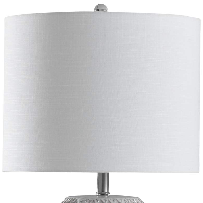 Image 2 Tabitha 29 inch White and Gray Textured Quilted Ceramic Table Lamp more views