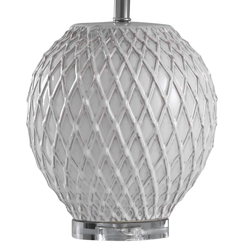 Image 3 Tabitha 29 inch White and Gray Textured Quilted Ceramic Table Lamp more views