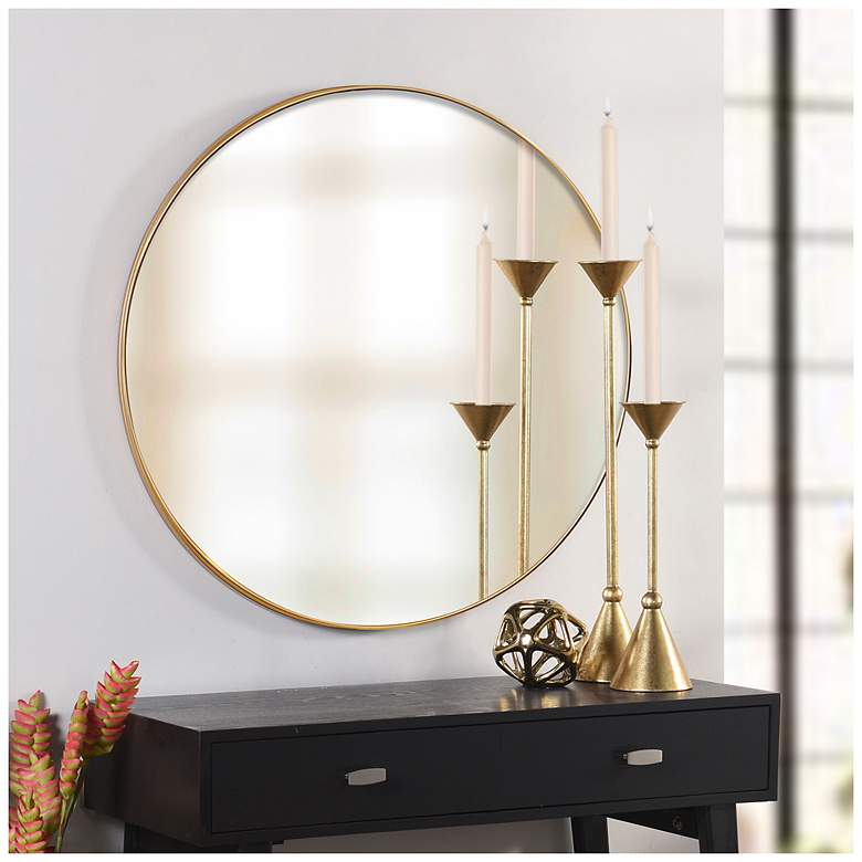 Image 1 Tabitha 42" X 42" Round Black Modern Wall Mirror