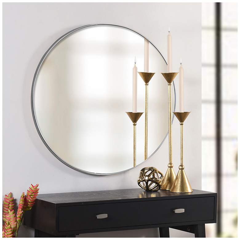 Image 1 Tabitha 42" x 42" Round Gold Modern Wall Mirror