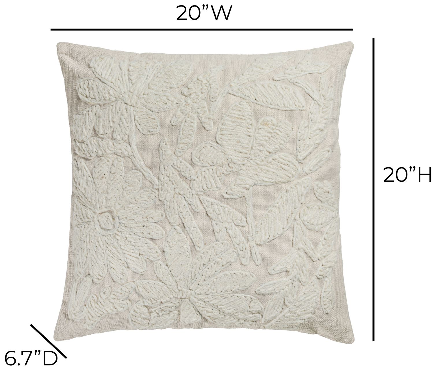 Image 4 Tabitha Cream 20" Square Embroidered Pillow more views