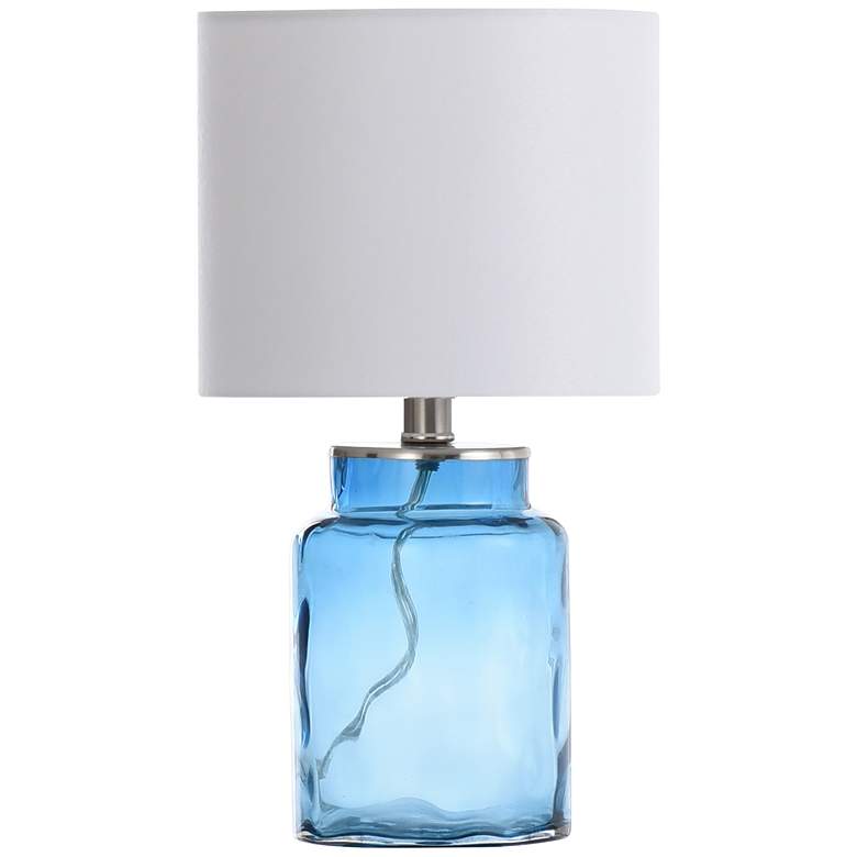 Image 2 Table Lamp - Blue Finish - White Hardback Fabric Shade