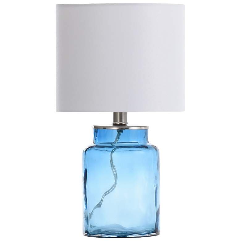 Image 2 Table Lamp - Blue Finish - White Hardback Fabric Shade