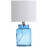 2_Table Lamp - Blue Finish - White Hardback Fabric Shade