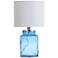 Table Lamp - Blue Finish - White Hardback Fabric Shade