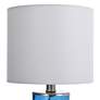 Table Lamp - Blue Finish - White Hardback Fabric Shade