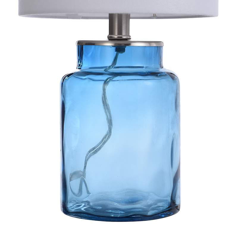 Image 3 Table Lamp - Blue Finish - White Hardback Fabric Shade more views