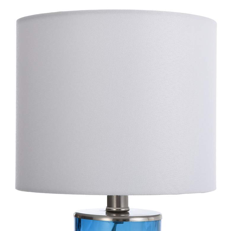 Image 4 Table Lamp - Blue Finish - White Hardback Fabric Shade more views