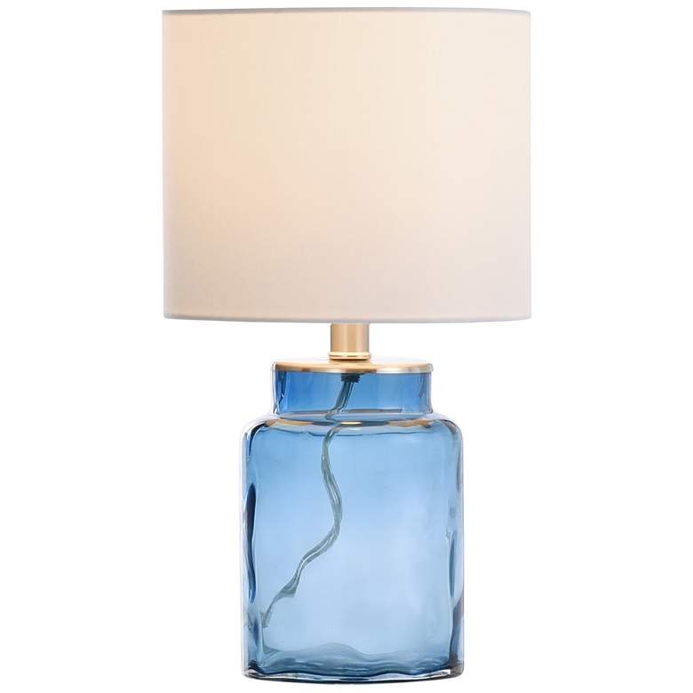 Image 5 Table Lamp - Blue Finish - White Hardback Fabric Shade more views