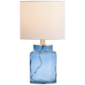 Image5 of Table Lamp - Blue Finish - White Hardback Fabric Shade more views