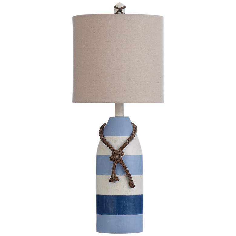 Image 2 Table Lamp - Blue Stripe Finish - Hardback Fabric Shade