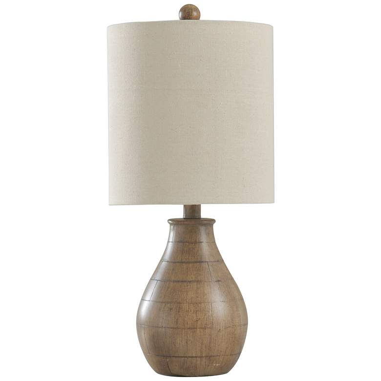 Image 1 Table Lamp - Brown Finish - White Hardback Fabric Shade