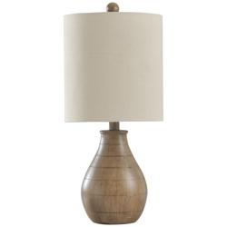 Table Lamp - Brown Finish - White Hardback Fabric Shade