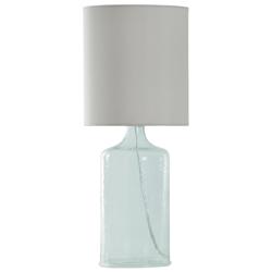 Table Lamp - Clear Finish - White Hardback Fabric Shade