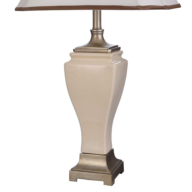 Image 6 Table Lamp - Cream Crackle Finish - White Fabric Shade more views