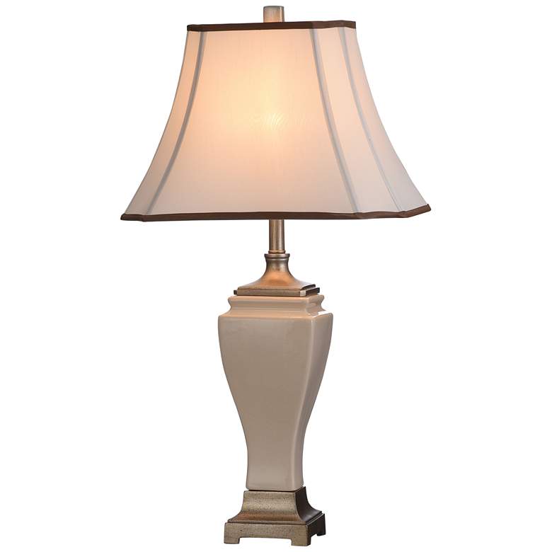Image 7 Table Lamp - Cream Crackle Finish - White Fabric Shade more views