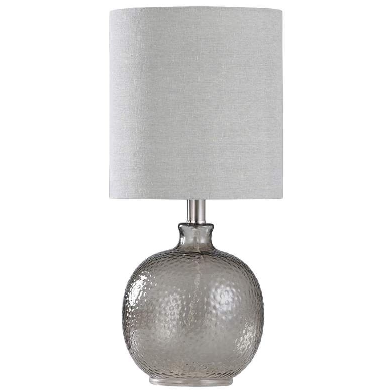 Image 1 Table Lamp - Smoke Finish - Light Gray Hardback Fabric Shade
