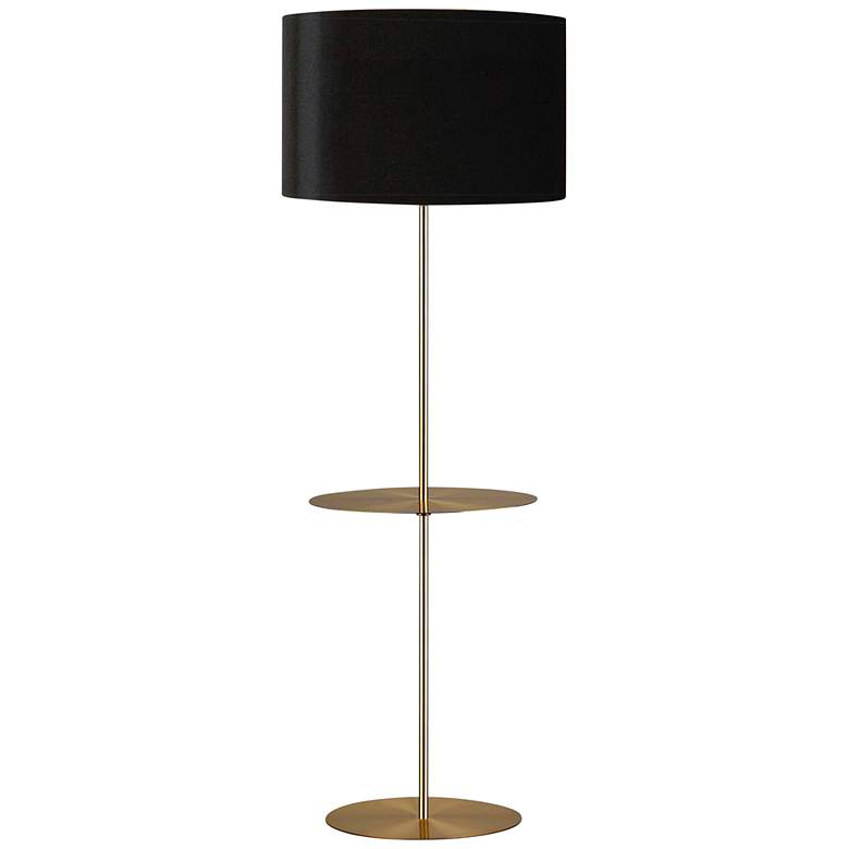 Image 1 Tablero Aged Brass Shelf Floor Lamp with Black Shade