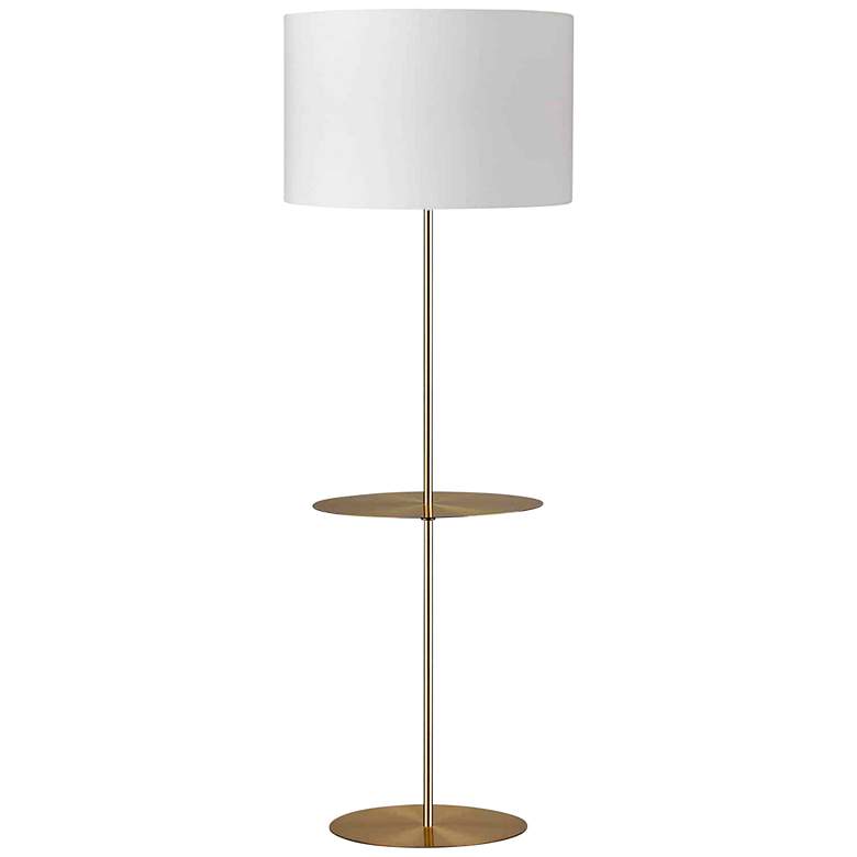 Image 1 Tablero Aged Brass Shelf Floor Lamp with White Shade