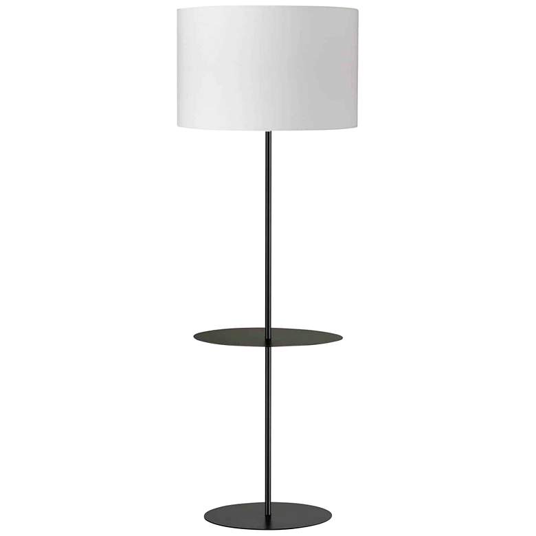 Image 1 Tablero Matte Black Shelf Floor Lamp with White Shade