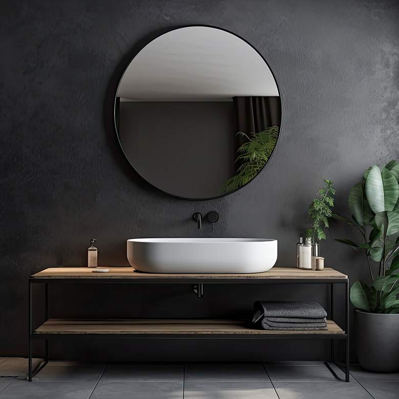 Image 6 Tablet 50-in Round Wall Mirror - Black more views