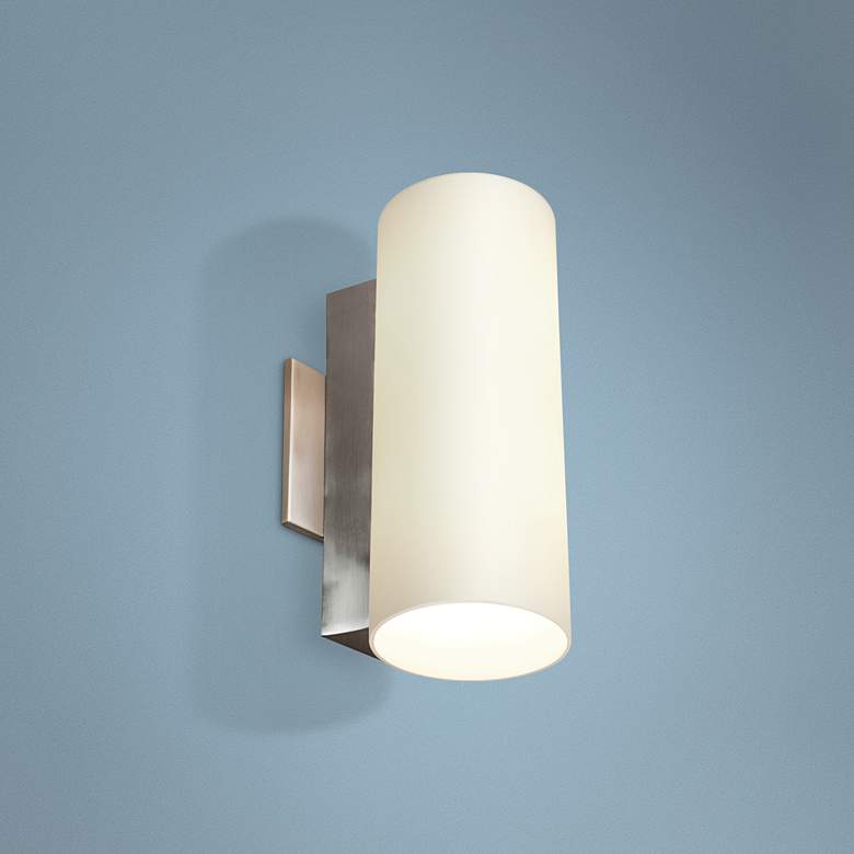 Image 1 Tabo 11 3/4 inch High Brushed Steel Metal Wall Sconce