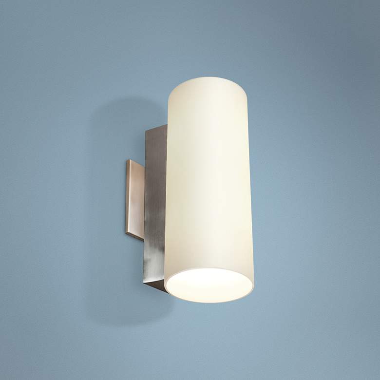 Image 1 Tabo 11 3/4" High Brushed Steel Metal Wall Sconce