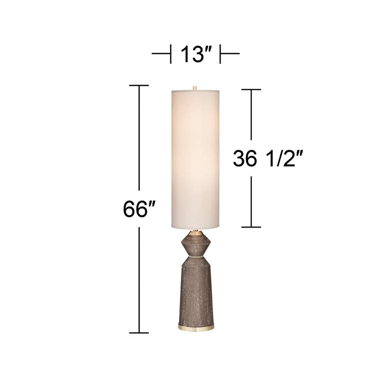 Image 3 Taboo Brown Sculpted Faux Wood Modern Column Floor Lamp more views