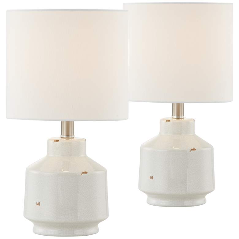 Image 1 Tabor 17" High Distressed White Accent Ceramic Table Lamps Set of 2