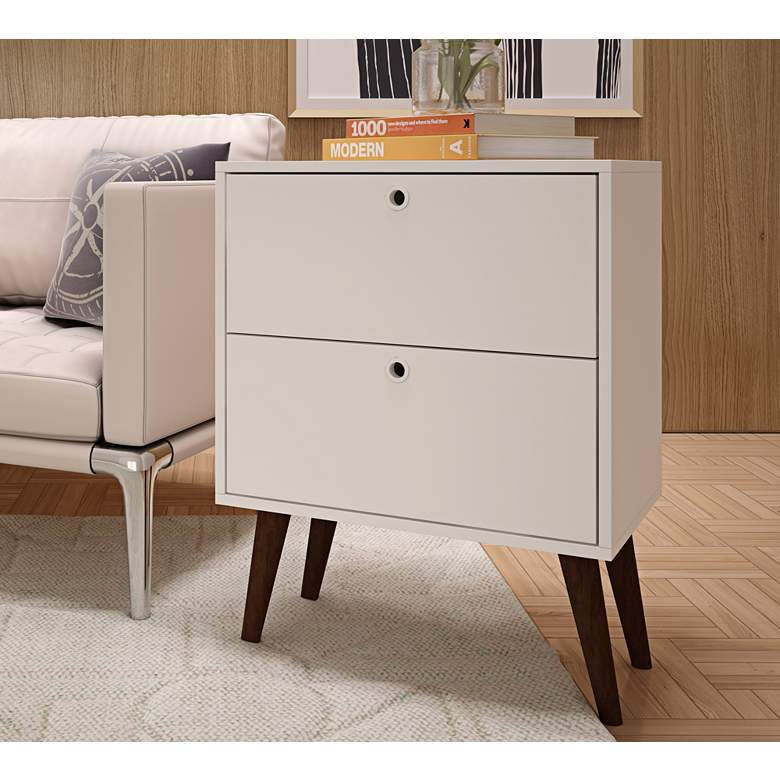 Image 1 Taby 21 inch Wide White 2-Drawer Modern Nightstand or End Table
