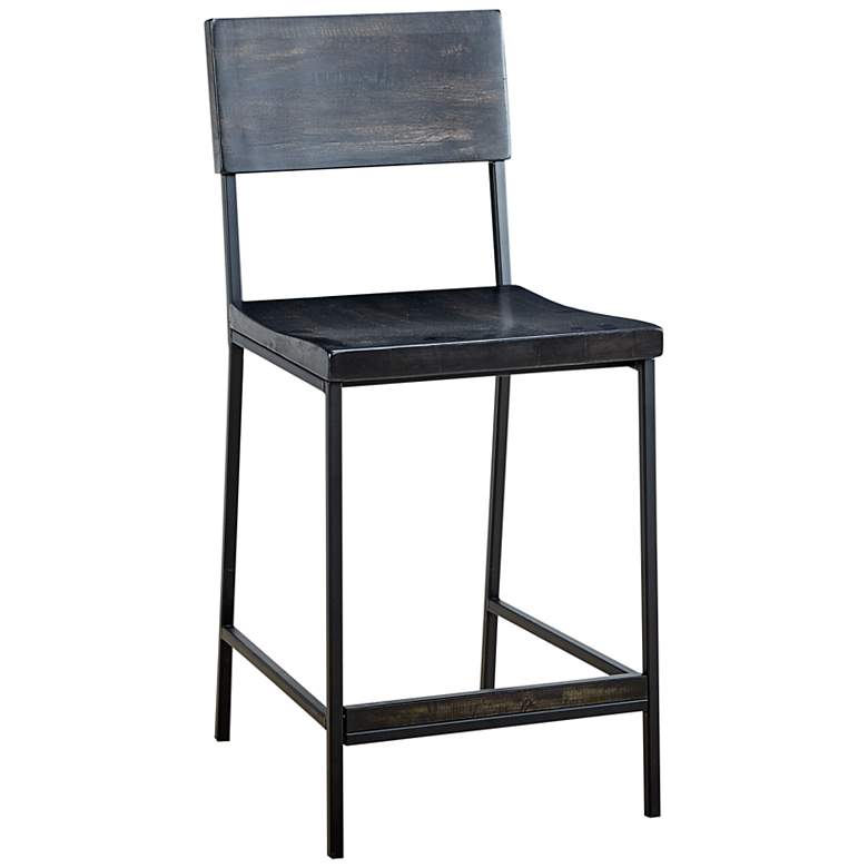 Image 2 Tacoma 24 3/4" Black Wood and Metal Counter Stool