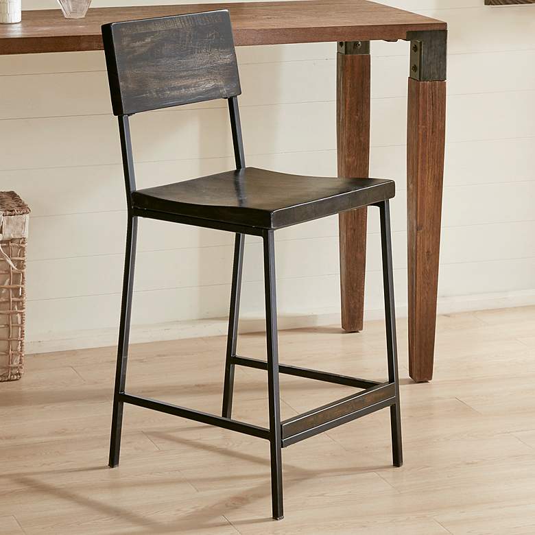 Image 1 Tacoma 24 3/4" Black Wood and Metal Counter Stool