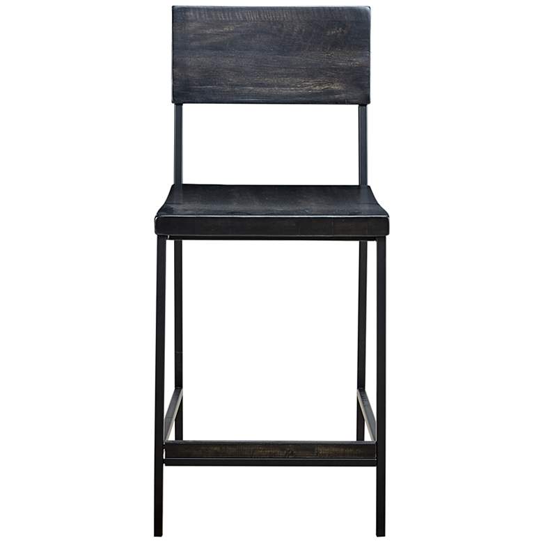 Image 5 Tacoma 24 3/4" Black Wood and Metal Counter Stool more views