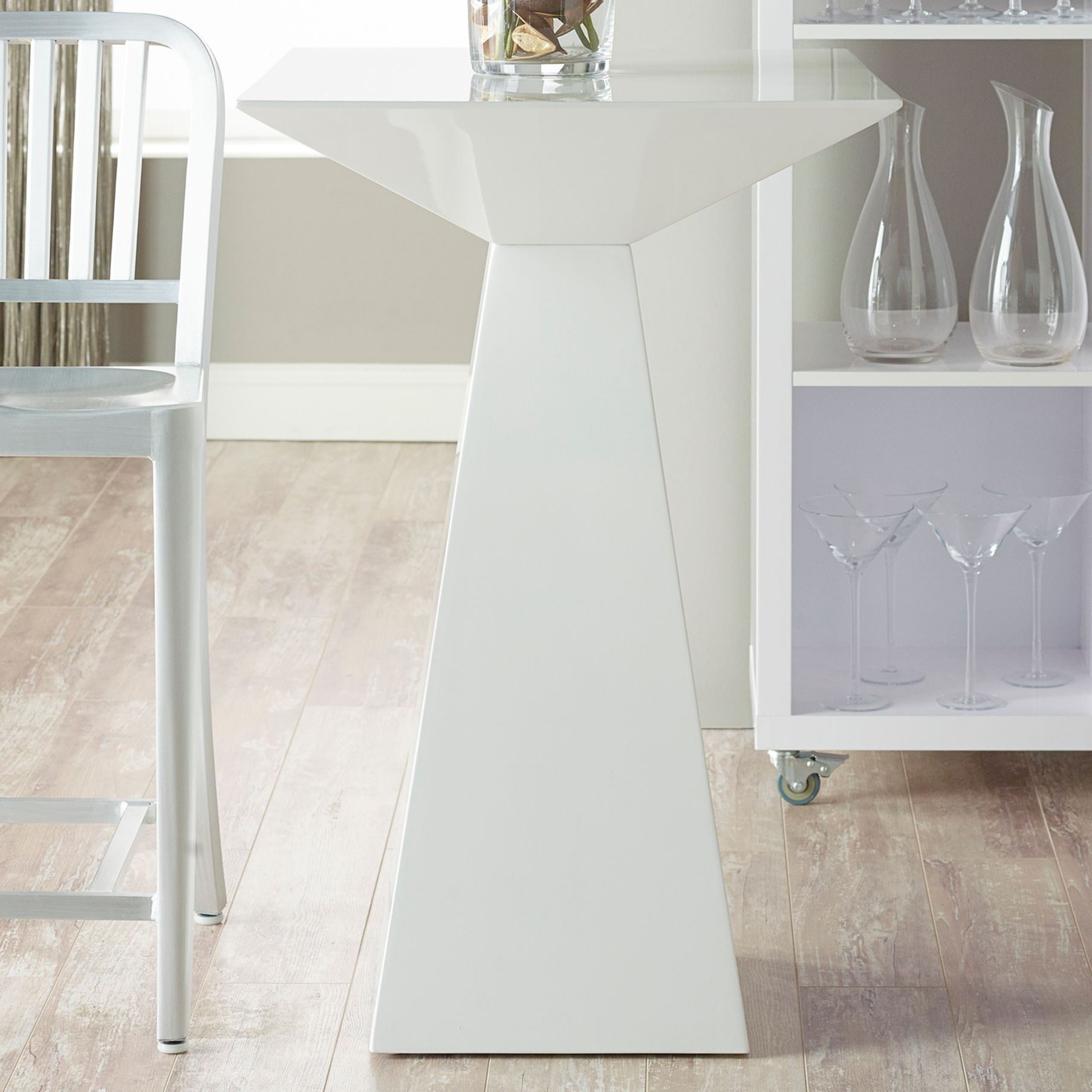 Image Tad 23 3/4" Wide White Lacquered Wood Square Bar Table