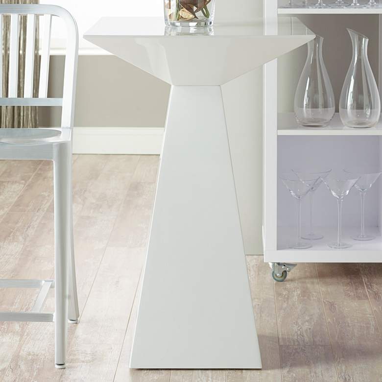 Image 2 Tad 23 3/4 inch Wide White Lacquered Wood Square Bar Table