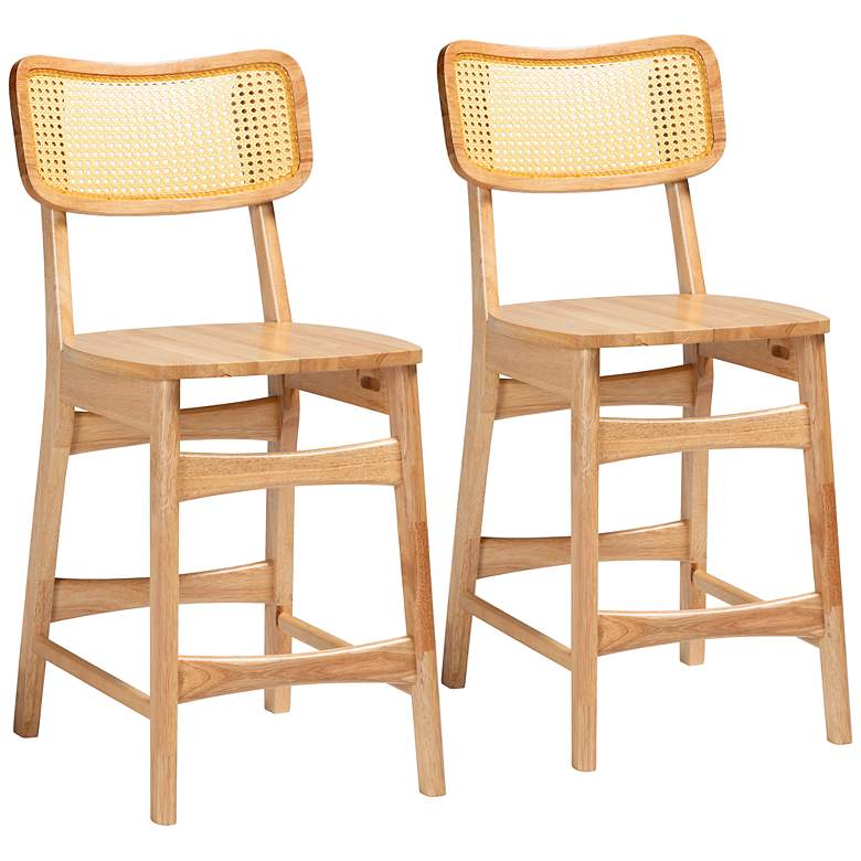 Image 2 Tadeo 24" Oak Brown Wood Counter Stools Set of 2