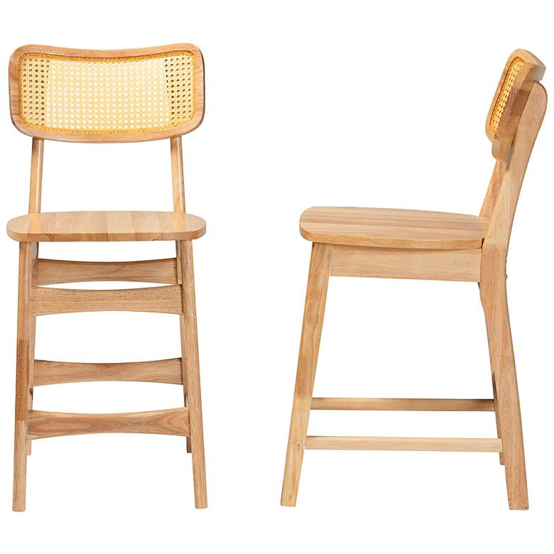 Image 7 Tadeo 24" Oak Brown Wood Counter Stools Set of 2 more views