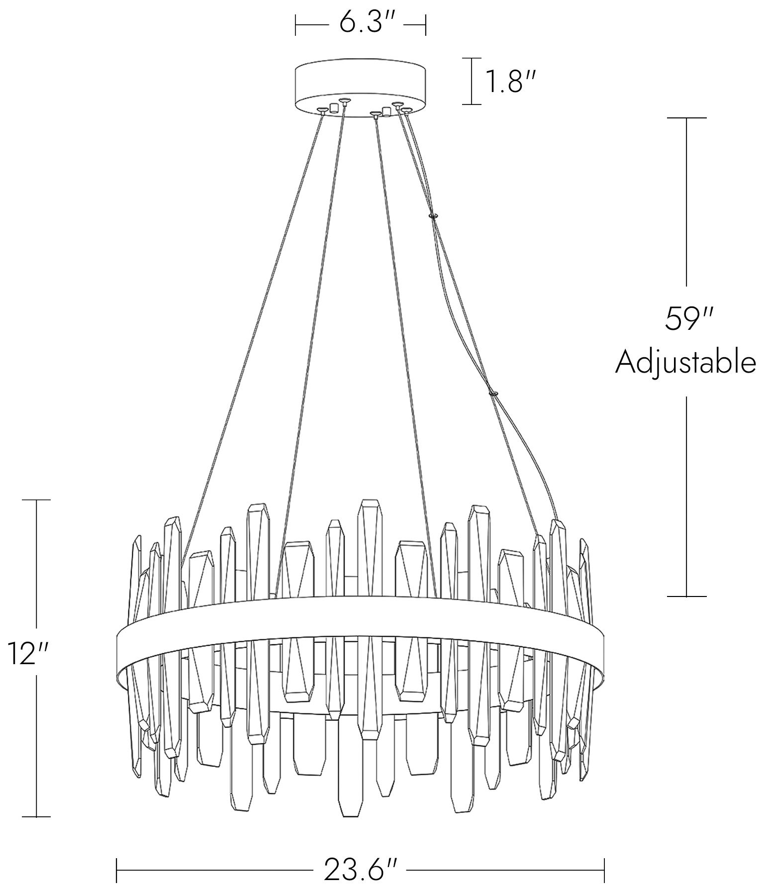 Image 2 Tadeusz 1-Light Black Crystal LED Chandelier - Made to Order more views