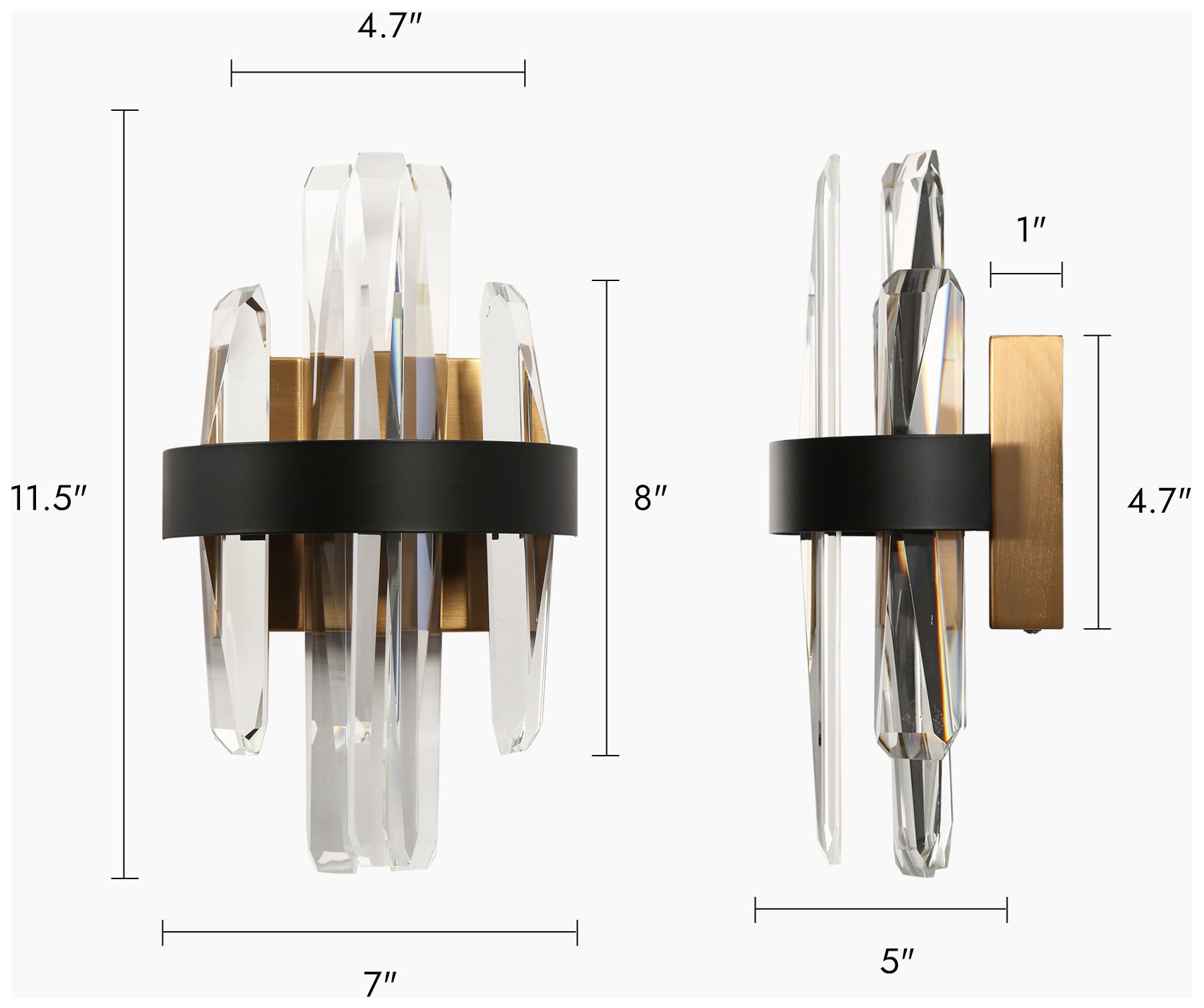 Image 2 Tadeusz 1-Light Black Gold Crystal LED Wall Sconces - Made to Order more views