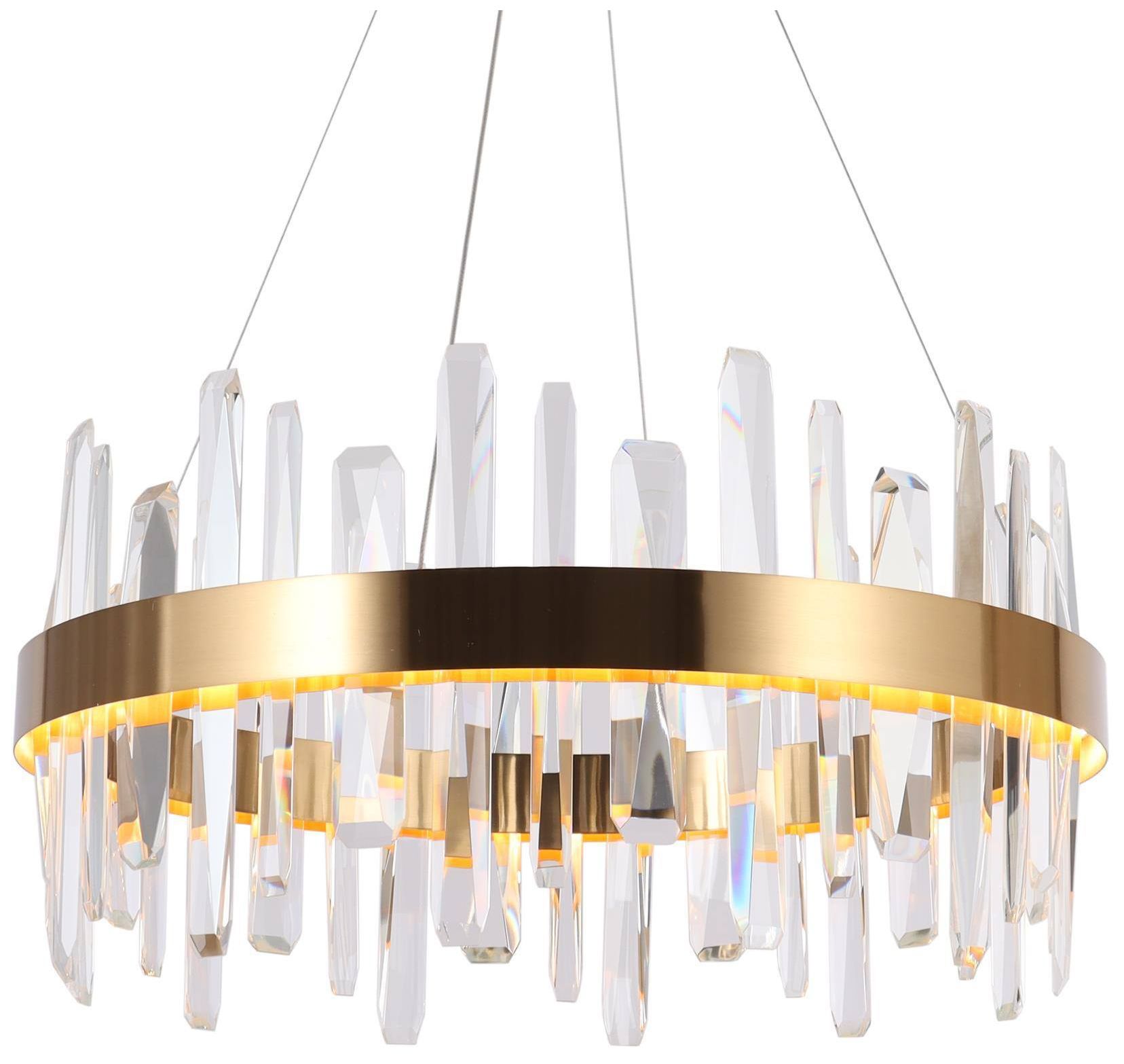 Image 3 Tadeusz 1-Light Gold Crystal Drum LED Chandelier - Made to Order more views