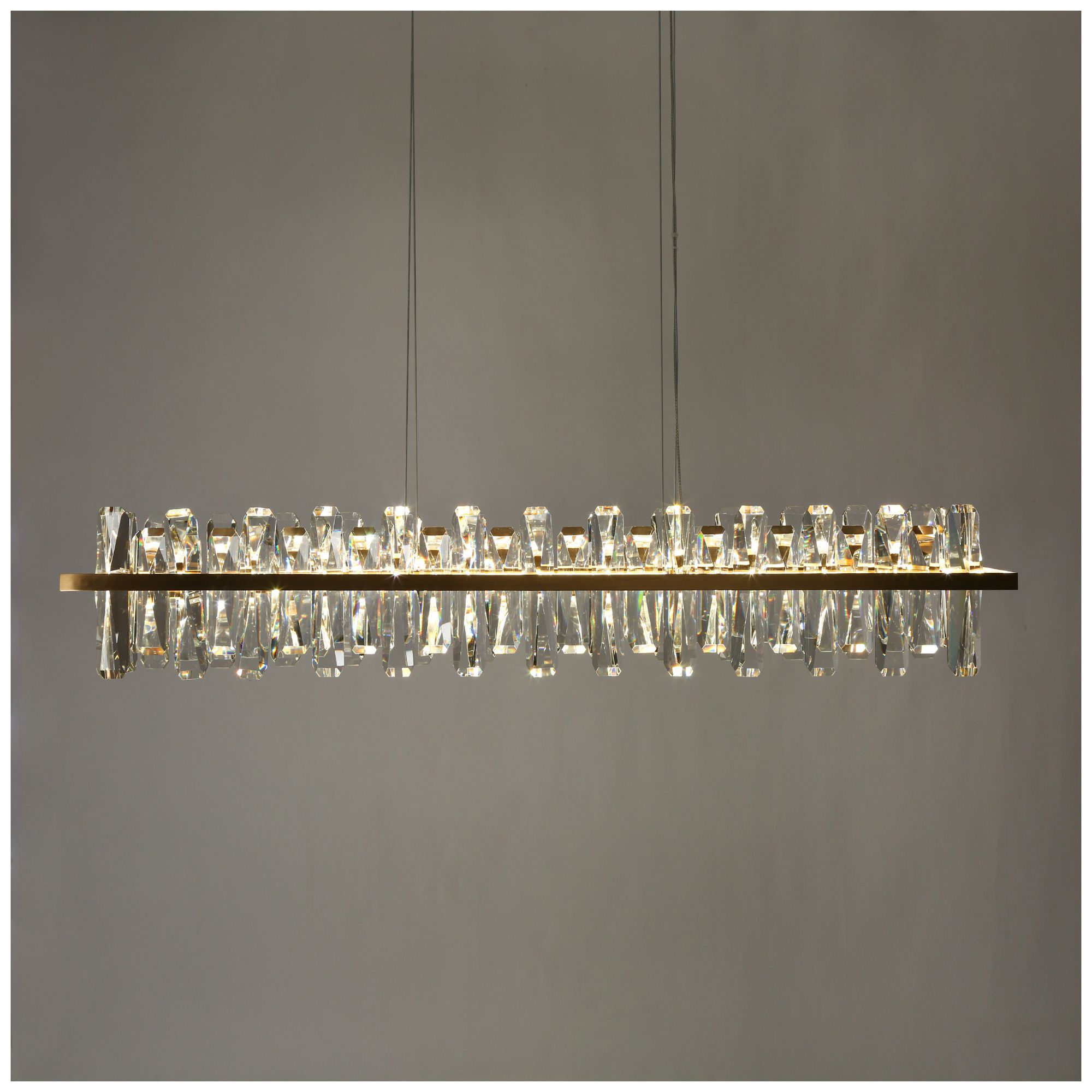 Tadeusz 1-Light Gold Crystal LED Island Chandelier - Made to Order