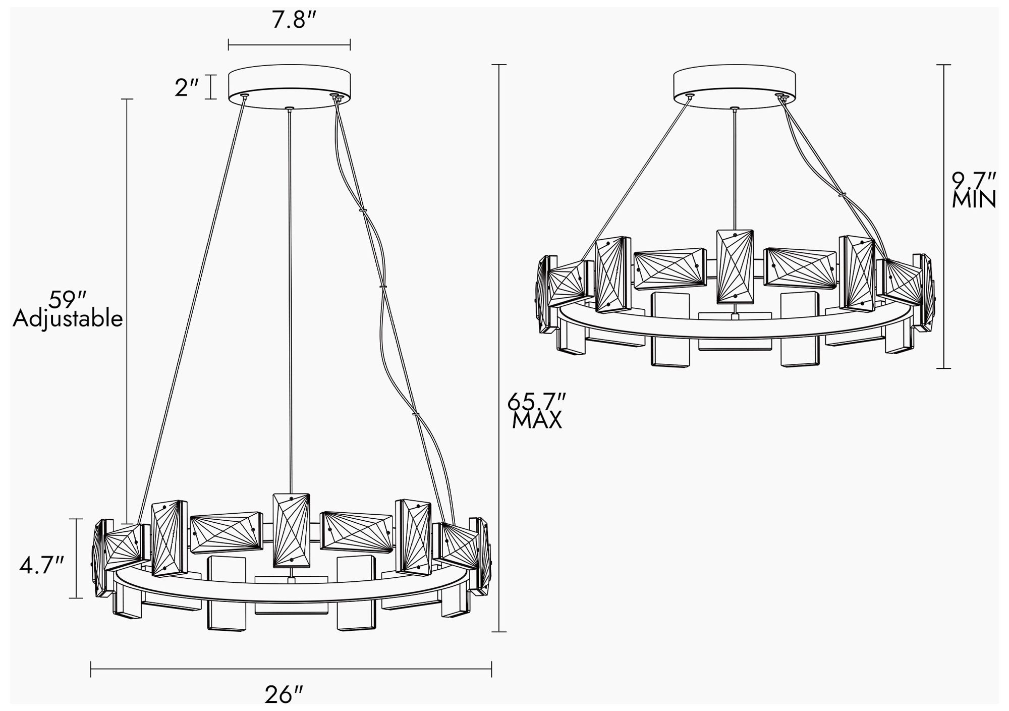 Image 2 Tadeusz 1-Light LED Crystal Chandelier - Made to Order more views