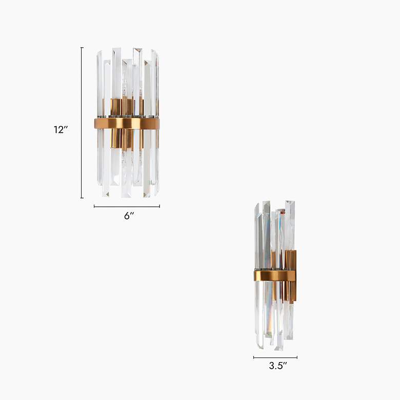 Image 2 Tadonipkeseismo 12" High Brass and Crystal 2-Light Wall Sconce more views