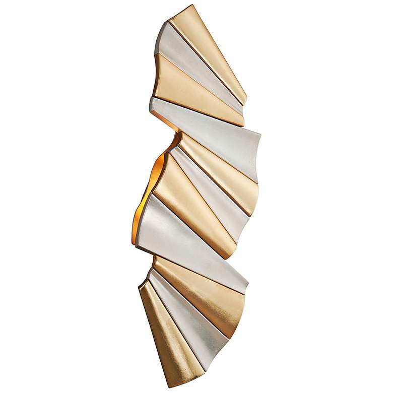 Image 1 Taffeta 25" High Gold Leaf and Silver Leaf LED Wall Sconce